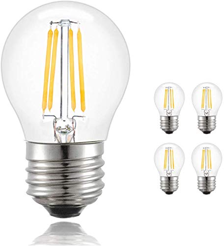 Ampoule à filament à vis Edison style vintage E27 Edison 2W lumière G45 petit globe 360 ​​faisceau angle lampe 2700-3000K blanc chaud 25W remplacement incandescent, 4w, 4 Pack Cover