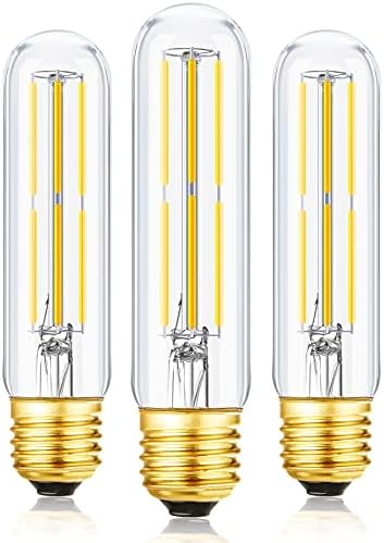 Leools T10 Led Bulb,Dimmable Led Tubular Bulbs 6W,Equivalent 60Watt,Daylight 4000K, 600LM, Clear Glass,E26 Base Vintage LED Edison Bulbs, for Cabinet Display Cabinet etc,3 Pack.