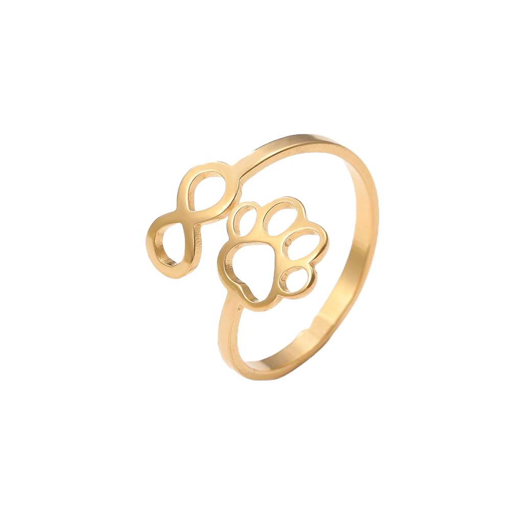 92Fine Stainless Steel Cartoon Dog Paw Infinity Symbol Fashion Adjustable Rings For Women and Girls Jewellry… (B0D8B258S2) Amazon Price History, Amazon Price Tracker