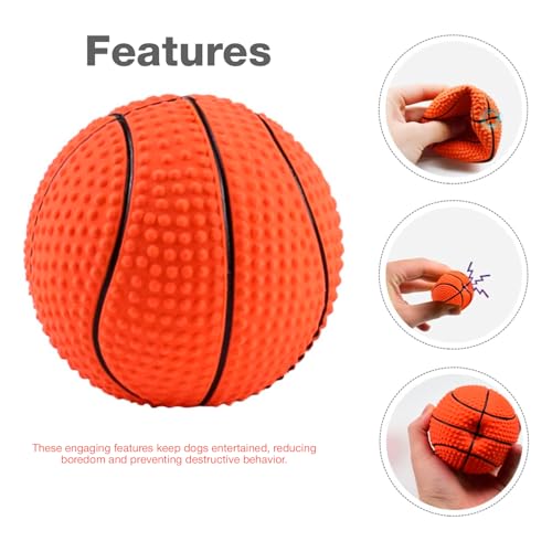 Image of Interactive Playing Ball for Dogs and Pets |Durable Natural chew Rubber Squeaky Basket Ball |Chewing and Funny Teeth Cleaning Toy for Dogs and Puppies (Orange)