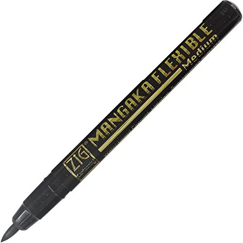 Kuretake ZIG Cartoonist, Mangaka Flexible, Medium Black (CNMM-010)