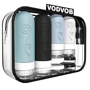 vodvob 16 Pack Travel Bottles Set for Toiletries, TSA Approved Travel Containers Leak Proof Silicone Squeezable Travel Accessories 2oz 3oz for Shampoo Conditioner Lotion Body Wash (BPA Free) (black)