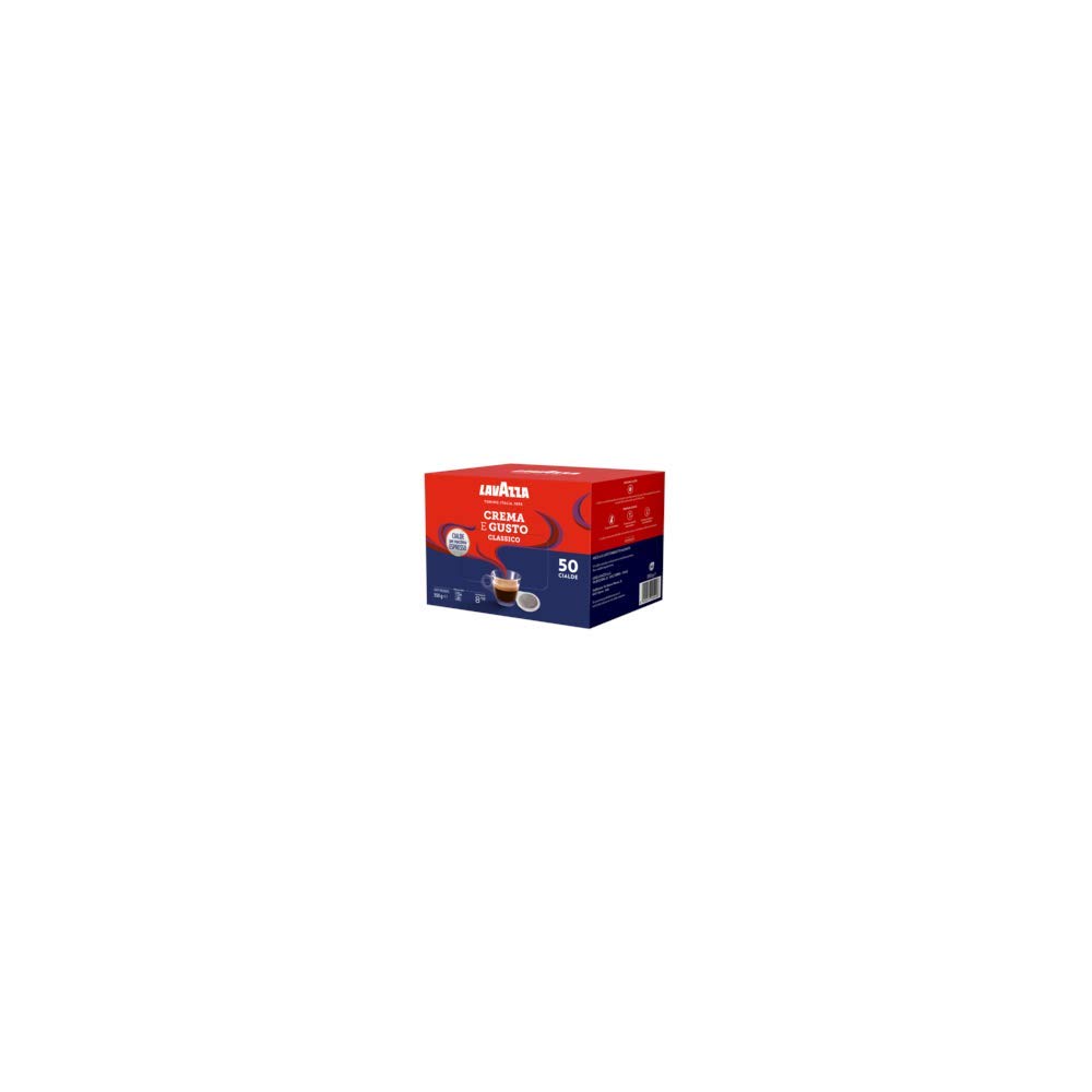 Lavazza, Crema y Gusto Classico, café en monodosis para cafeteras expreso, 50 cápsulas de papel, con notas de madera y tabaco, arábica y robusta, intensidad 8/10, tostado oscuro, 4 paquetes de 50