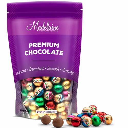 Madelaine Milk Chocolate Christmas Ornament Balls – Individually Wrapped Holiday Chocolates for Kids – Christmas Candy Stocking Stuffers & Holiday Gift Basket Treats – 12 Oz Bag (Approx. 60 Pieces)