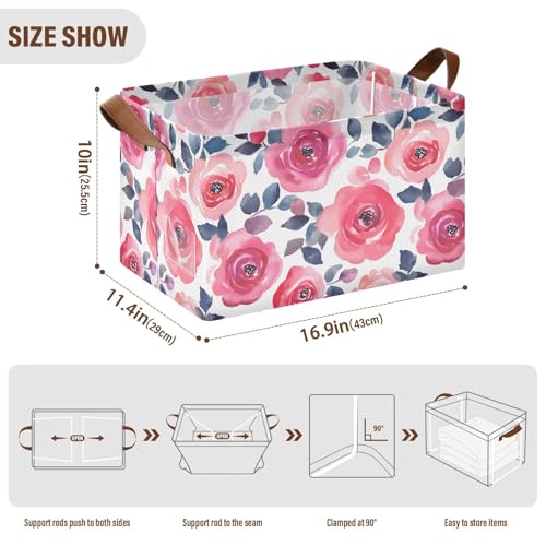 Boîte de rangement aquarelle rose imperméable pour placard et vêtements - 7