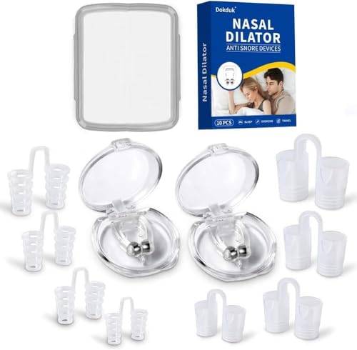 10 PCS Anti ronquidos, Dilatador Nasal Anti Ronquidos Clips Nasales Magnéticos, Dilatadores Nasales Silicona con Imán Mejora la Respiración para Ayudar a Dormir Mejor (white)