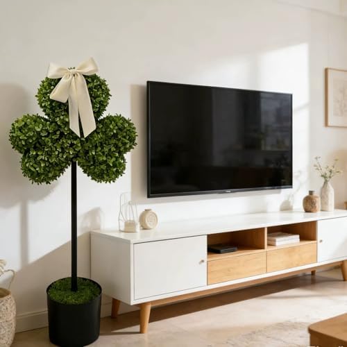 Faux Boxwood Shrub - 75cm Potted Greenery for Living Room Shelf or Entryway, Low-Maintenance, Lifelike Decoration (2 Pack)