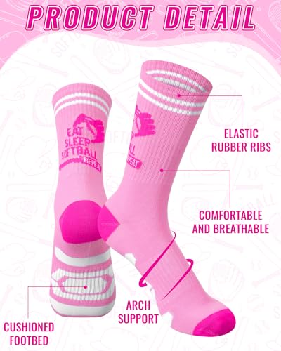 6 Pairs Softball Volleyball Crew Socks Moisture-wicking Athletic Sports Socks Xmas Holiday Gift for Female Players2