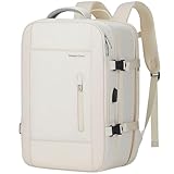 Romantic Crown Mochila de Viagem Expansivel Masculina Feminina, Mochila Para Notebook Executiva Impermeável Reforçada Cabo USB, Trabalho, Escola, Viagens (Bege)