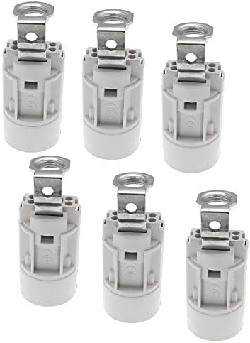 E14 Thermoplastic Candle Lamp Holder,6 Pack of SES 52mm Height Wall Lamp Pendant E14 Lamp Socket with 1/8IPS Threaded Hickey (White)