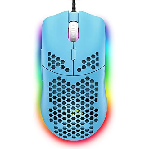 Hoopond M1 Pro Gaming Maus, 69G Honeycomb Shell Extrem leichte kabelgebundene Optical Maus, 6 RGB Farbwechselmodi 6400 DPI 6 Taste Programmierbare USB Computer-Maus für PC/Mac/Laptop /PS4 Cover