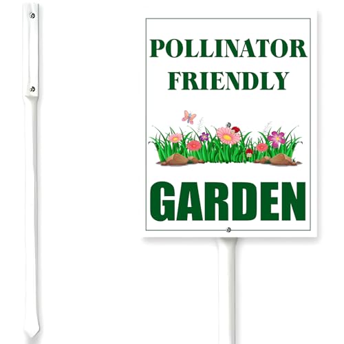 Houseuse 8x12 Inch Pollinator Friendly Garden Aluminium Sign with 12.8"