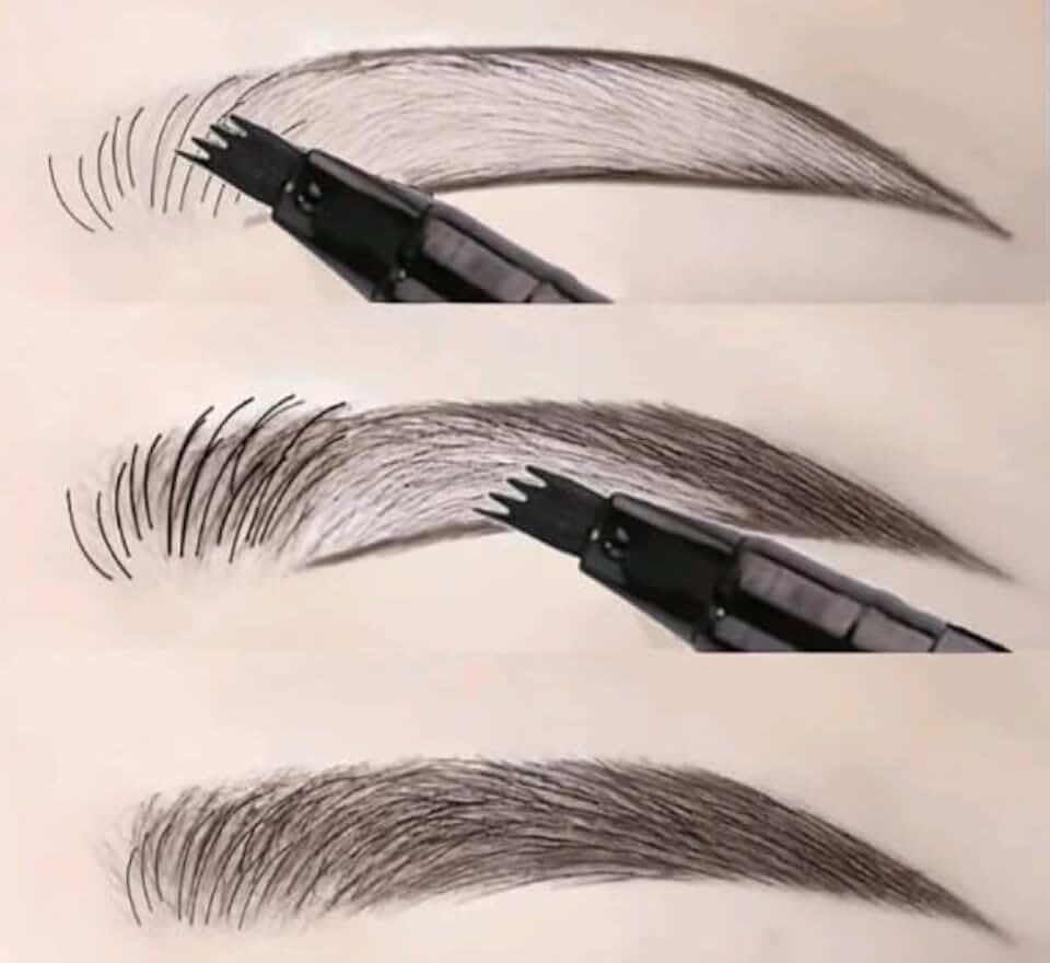 Caneta para Sobrancelha Fio a Fio Castanho | Efeito Microblading Natural | Preenche Falhas na Barba e Sobrancelha | À Prova d’Água