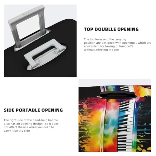 Colorful Piano Keyboard Music Note Luggage Covers for Suitcase Washable Suitcase Cover Fashion Stretch Suitcase Protector Cover Anti-Scratch Baggage Covers Fit 18-32 Inch Luggage Medium4