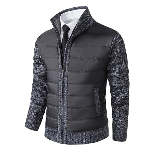 Men's Cardigan Sweater Stand Collar Full Zipper Knit Cardigans with Pockets Casual Full-Zip for a Versatile Layering Piece