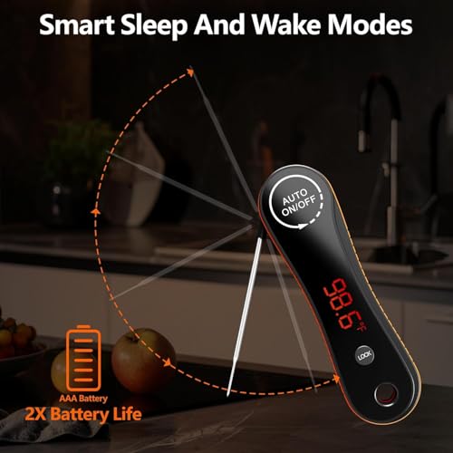 Meat Thermometer Digital - Paysean Instant Read Meat Thermometer with Auto Rotating Backlit Display, IP67 Waterproof for Cooking, Grilling, BBQ, Candy — view 6