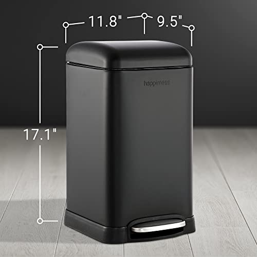 Image of happimess Betty Retro Mini 3.2 Gal Step Trash Can, Charcoal Black