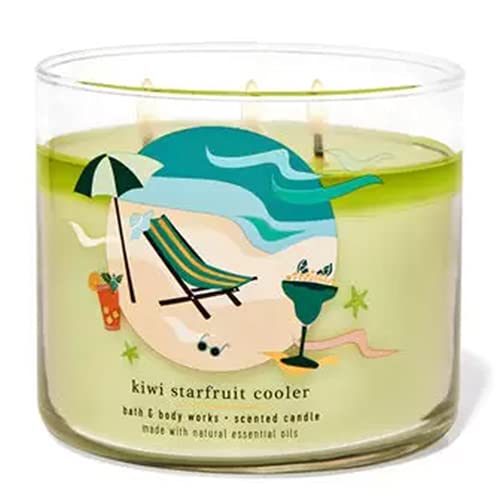 Bath & Body Works, White Barn 3-Wick Candle w/Essential Oils - 14.5 oz - 2021 Summer Scents! (Kiwi Starfruit Cooler)
