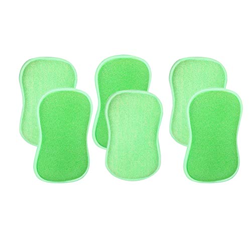 TUB 'n' Tile Microfiber Multi-Surface Scrub and Wipe Sponges, Dual-Sided for Scouring and Easy Household Cleaning, Machine Washable, (Pack - 6)