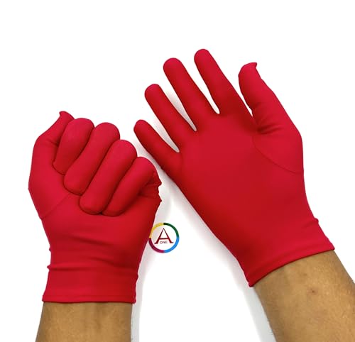 Image of Aone Premium Microfiber Lint Free Red Hand Gloves 1 Pair Anti-Smear /Anti-Fingerprint for Quality Check /Scratch-free Handling for Jewellery /Diamond /Gemstone, Watch Boutique, Sun & Dust Protection