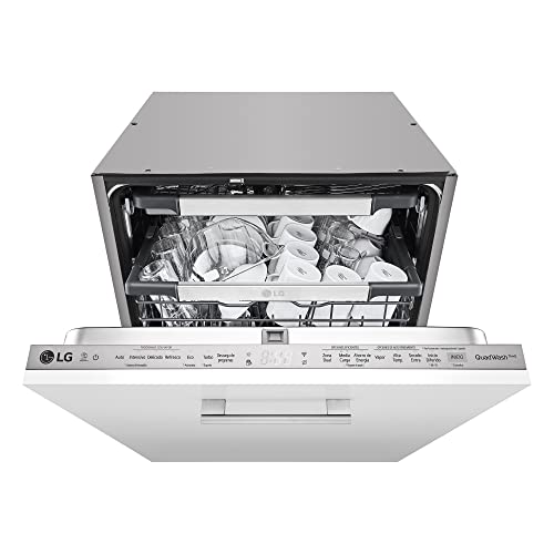 LG DB325TXS - Lavavajillas 55.4 cm y con 3ª Bandeja, Lavavajillas Integrable, Lavavajillas LG con Función QuadWash y TrueSteam, Carga Fácil y Control desde App ThinQ, Color Inox Antihuellas