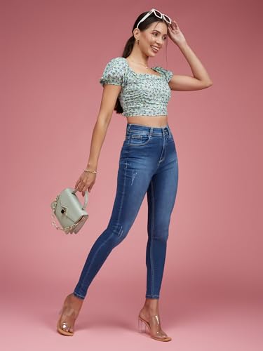 Image of Miss Chase Women's Skinny High Rise Cropped Stretchable Denim Jeans