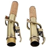 Hoement Lot de 2 Cols de Saxophone en Bronze Vintage, Bocal Droit et Courbé Solide pour Saxophone Soprano en Sib/c, Accessoires Professionnels Rétro Adaptés aux Instruments à Vent,