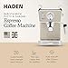 HADEN Barista Brew Espresso Coffee Machine, Stainless Steel Espresso Maker with Milk Frother and Steamer Function and 1.5L Water Tank, Putty & Copper
