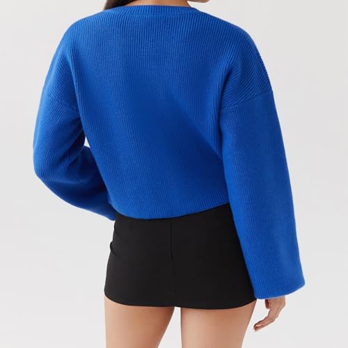 Image of Women Y2k Crop Cardigan Sweater Long Sleeve Button Down Cardigan Vintage Open Front Sweater Cute Knit Pullover Tops