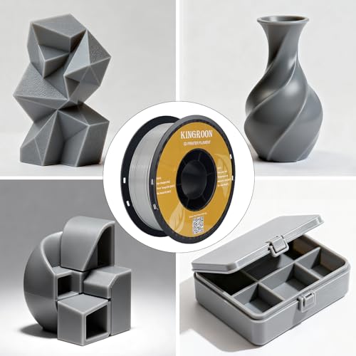 Image of Kingroon PLA Filament,12 Rolls, Dimensional Accuracy + /- 0.02 mm, 12kg Spool(26.5lbs), 1.75 mm, Grey
