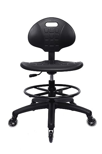 TAKE UR SEAT® Polyurethane Drafting Lab Stool Chair, 18' Adjustable Footring, 8' Adjustable Height, 450 lbs seat Capacity, Heavy Duty, Shipped Within 24 Hours Med. Bench Height (Rubber Caster)
