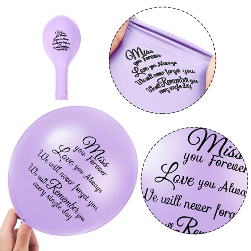 Image of Skylety 36 Pcs Memorial Balloons to Release with Dove Balloon,Light Purple | Helium, Remembrance for Heavenly Birthday, Memorial Services, Release in Sky Ceremony, Forever in Hearts Messages