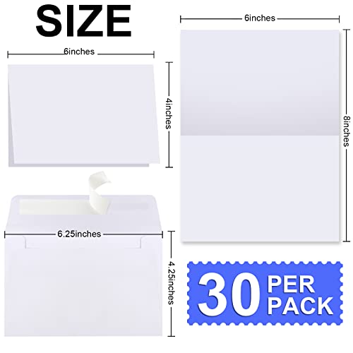 Image of Blank Cards and Envelopes 4x6, 30 Pack White Invitation Cardstock with 30 Pack Envelopes, Thank you Blank Greeting Cards, for All Occasions DIY, Print custom