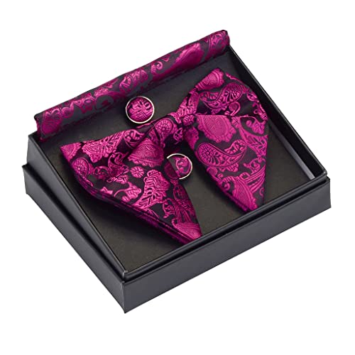 Set de corbata de moño, pañuelo y gemelos para hombre