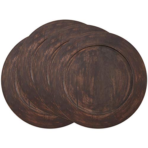 Platos cargadores de madera oscura set 4 miniatura 3