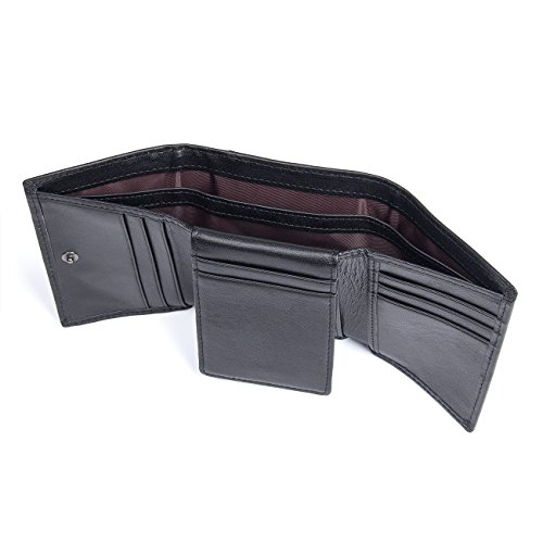 RFID Blocking Genuine Cowhide Leather Trifold Card Wallet for Men With 2 ID Window4