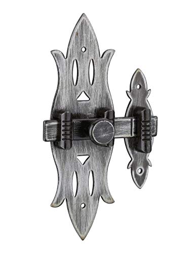 THIRARD - Verrou De Meuble Rustique - Fer Patiné - Platine Acier - Gâche Acier - Pêne Plat Coulissant - Pour Portes De Meubles - Bouton Rond - 40 x 130 mm - Gris