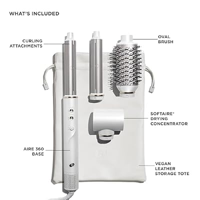 Aire 360 Ceramic Dual Voltage Air Styler Blowout Kit with Curling Attachments, Oval Brush & Drying Concentrator | Fast, Healthy Blowouts and Long-Lasting Curls | for All Hair Types