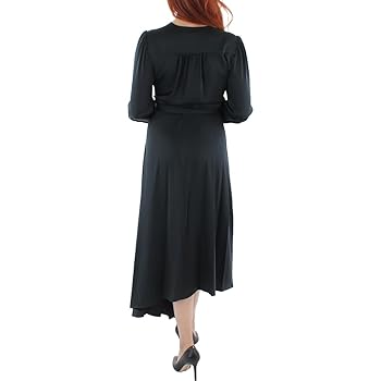 SALE!【BCBG MAXAZRIA】Floral Flared Sleeve Midi Dress BCBGMAXAZRIA Women's Fit and Flare Long Sleeve Asymmetrical