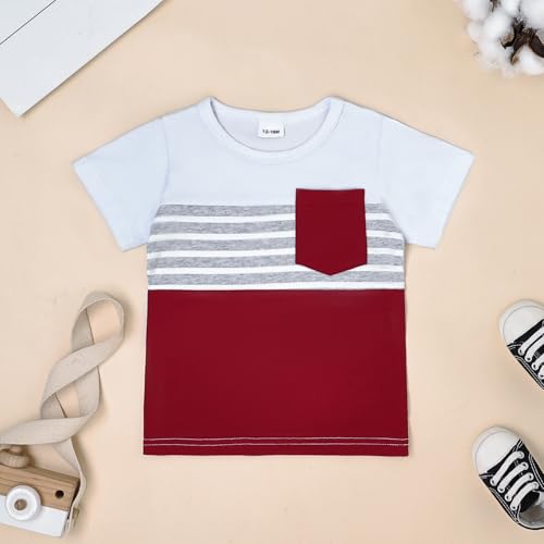 Image of FOCUTEBB Toddler Boy Clothes Summer Patchwork T-Shirt Shorts 2Pc Set 12M-5T