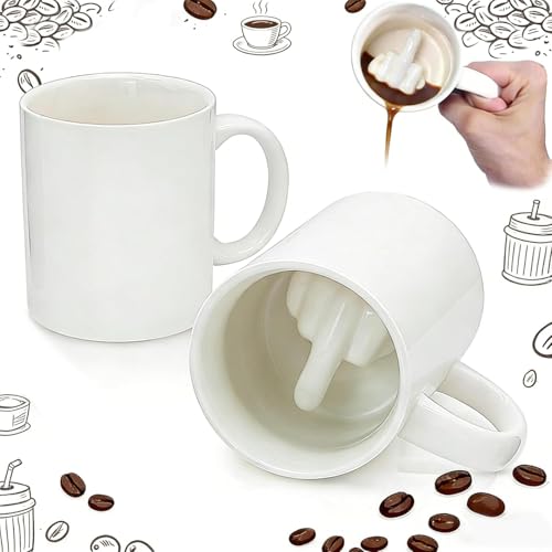 Tasse en céramique Thumbs Up,Mug Upyour Tasse Up Yours,Tasse en Céramique Thé Café avec Dessins 3D,Cadeau fantaisie pour Noël, Halloween, anniversaire,300ML