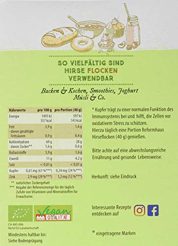 Reformhaus Hirse-Flocken Bio, 6er Pack (6 x 400 g)