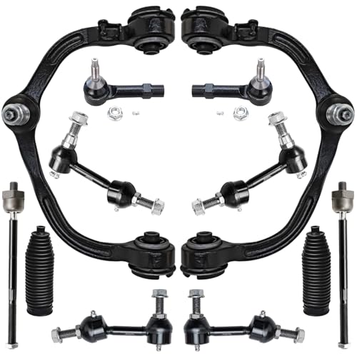 Detroit Axle - 12pc Front End Suspension Kit for Ford 2003-2004 Expedition Lincoln Navigator 2 Upper Control Arms with Ball Joints 4 Inner Outer Tie Rods 4 Front Rear Sway Bars 2 Boots Replacement