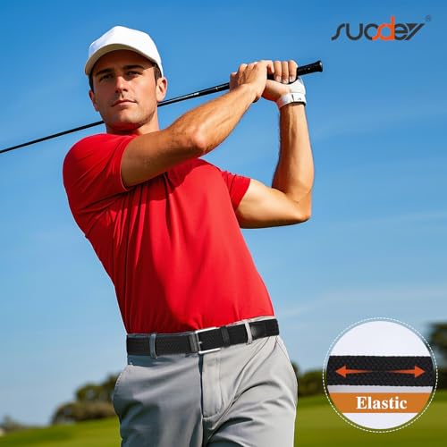 SUOSDEY Men Stretch Woven Belt Golf Braided Belt Casual Elastic Belt Web Belt for Jeans Pants2