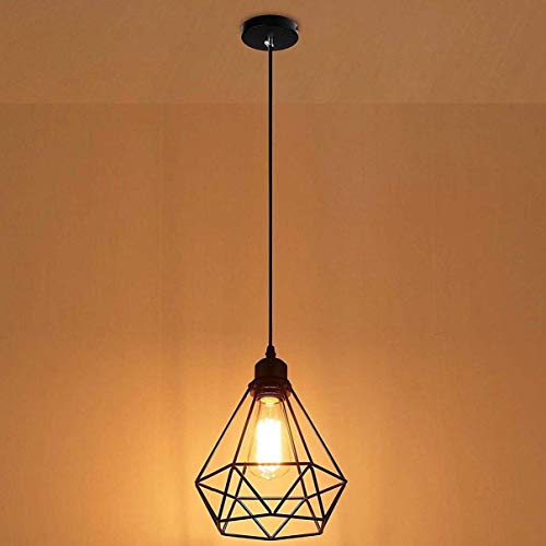 Vintage Metal Bulb Guard Cage Lamp Shade - MOTENT Industrial Ecopower Lighting Antique Holders Iron Wire Diamonds Shape Open Style for Ceiling Fan Light Bulb Covers Pendant Lighting Fixture Wall Lamp