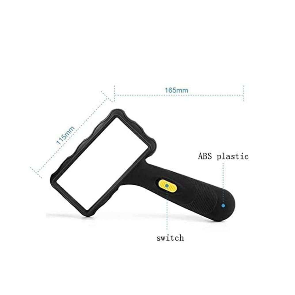Lente Ingrandimento Lente d'ingrandimento con doppia illuminazione a LED Rettangolo nero Lente d'ingrandimento portatile portatile Lente d'ingrandimento per anziani Uso della ricerca più chiaro