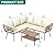 YITAHOME Rattan 4PCS Patio Furniture Set, Outdoor Wicker Conversation Sectional L-Shaped Sofa with 5 Seater for Backyard, Porch, Detachable Lounger with Thickness Cushions and Side Table - Beige
