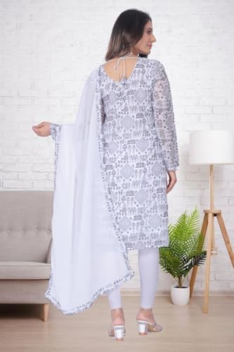 Image of Women's Printed Kurti with Georgette Dupatta, Full Inner Lining, Lightweight Ethnic Set