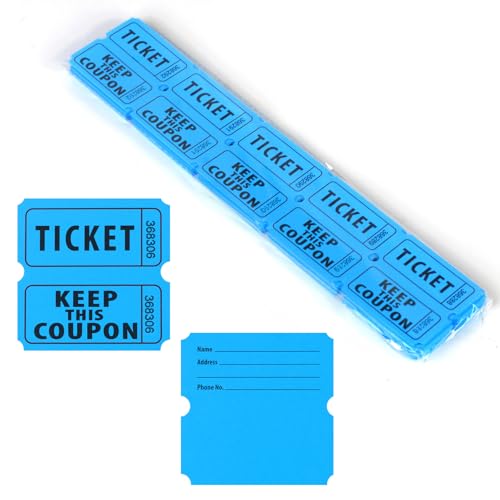 Azureal 800 Raffle Tickets, Consecutively Numbered Tickets, 50/50 Raffle Tickets for Events, Carnivals, Entry, Class Reward, Prizes (Blue)