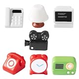 Pieza central cautivadora: este pequeño mueble vintage sirve como un punto focal único, enriqueciendo el atractivo visual de su mundo en miniatura, radio retro, lámpara de casa modelo en miniatura